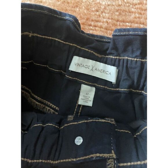"Vintage America "Jeans Pants Denim Paperbag Waist 80s Retro Size 12 Dark Blue - Picture 10 of 10